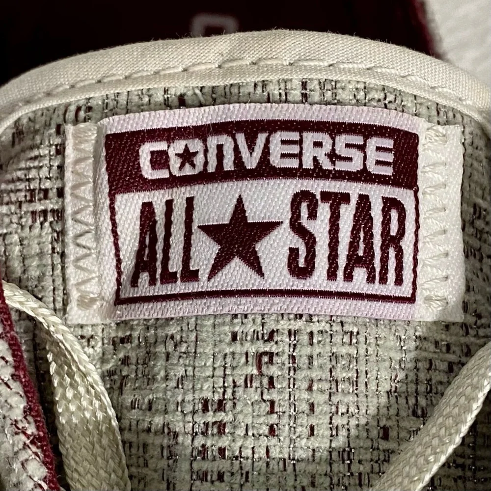 Converse All Star Low Woven Sneakers Women’s Size 8 Cream Over Burgundy Lace-Up - Picture 10 of 10
